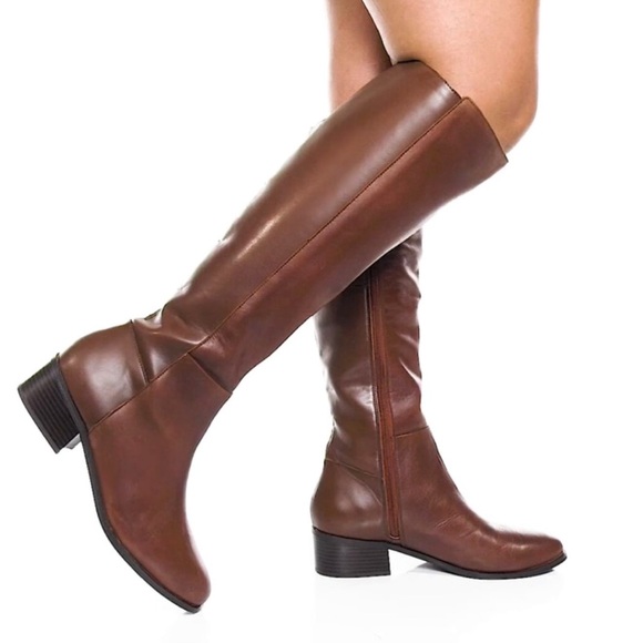 NWOB Rockport Black Leather Evalyn Tall Knee Almond Block Heel Riding Boots 8M - Picture 4 of 16